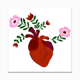 Heart With Flowers Canvas Print