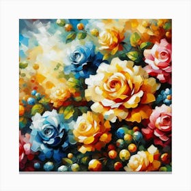 Colorful Roses oil painting abstract painting art 9 Canvas Print