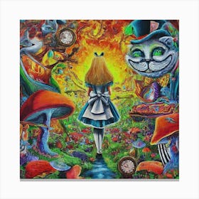 Psychedelic Alice and Wonderland Canvas Print