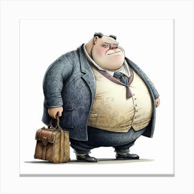Fat Guy With Briefcase Canvas Print