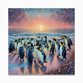 Colony of penguins Canvas Print