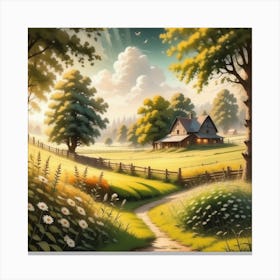 Country Landscape Painting Canvas Print