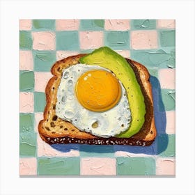 Avocado Egg On Toast Pastel Checkerboard 1 Canvas Print