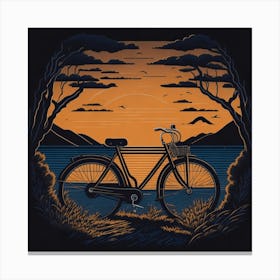 Bicycle At Sunset Canvas Print