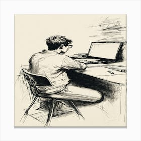 Man Working On A Laptop Canvas Print