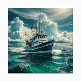 Fishing Boat In The Ocean 1 Canvas Print