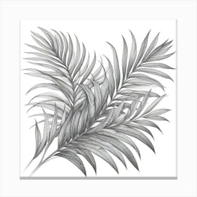 Line Art palm leaves Canvas Print