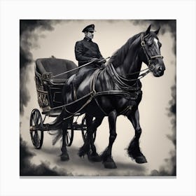 Black Horse And Carriage Canvas Print
