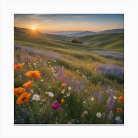 Wildflowers At Sunset 2 Canvas Print