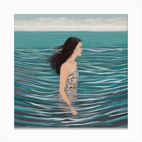 Girl In The Ocean 1 Canvas Print