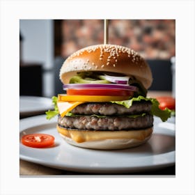 Burger On A Plate 10 Canvas Print