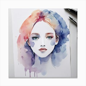 Watercolor Of A Girl 11 Canvas Print