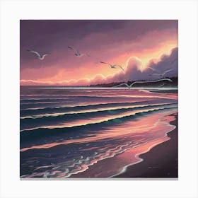 Sunset At The Beach Canvas Print