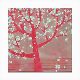 Blossoming Tree Pink and Blue Canvas Print