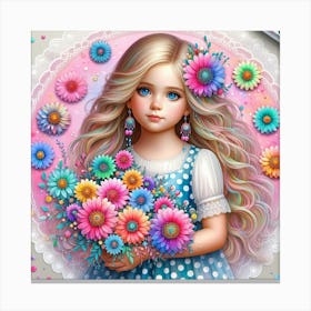 Girl With Flowers 9 Canvas Print