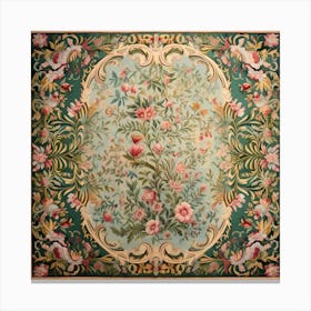 Floral Mid-Century Rug Tapestry Canvas Print