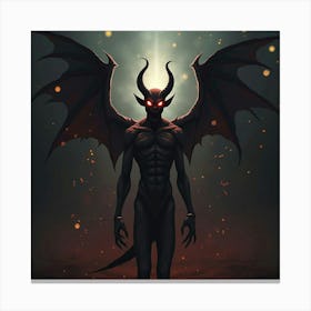 Demon Soul Flickering With Dark Energy In A Glowing Void 1 Canvas Print