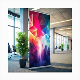 Roll Up Banner In Office Interior Canvas Print