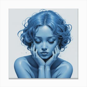 Girl Feeling Blue Art Print 2 Canvas Print