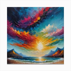 Sunset On The Beach art painting Canvas Print