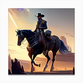 Cowboy On Horseback 2 Canvas Print