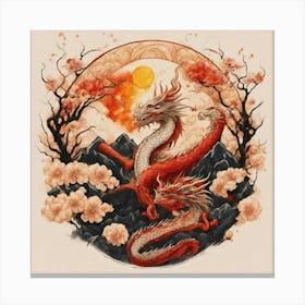 Dragon And Cherry Blossoms Canvas Print