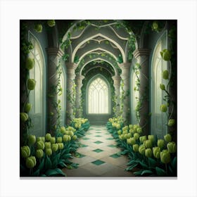 Green Tulips Hallway Canvas Print