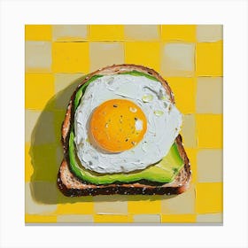 Avocado Egg On Toast Yellow Checkerboard 3 Canvas Print