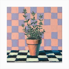 Potted Herb Pastel Checkerboard 2 Canvas Print