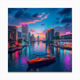 Sunset In Miami Canvas Print