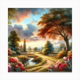 Sunset Roses Canvas Print