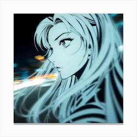 Anime Girl With Long Hair Canvas Print