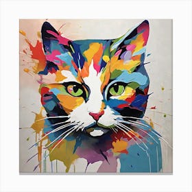 Colorful Cat Painting Canvas Print