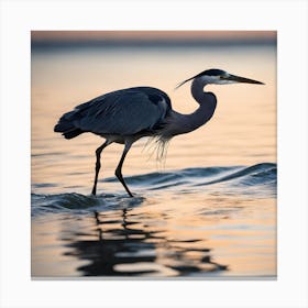 The Heron In Water Canvas Print