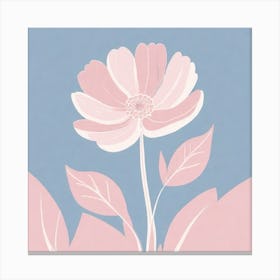 A White And Pink Flower In Minimalist Style Square Composition 456 Canvas Print