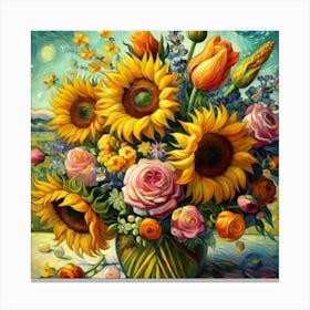 Sunflowers In A Vase Canvas Print