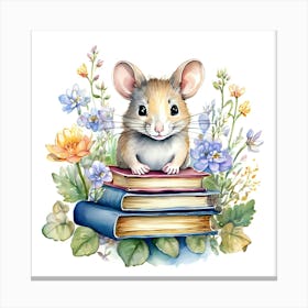 Mouse On Books Canvas Print