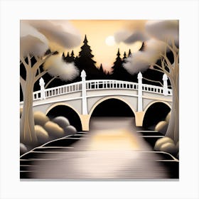 Bridge Over The River Landscape 4 Canvas Print