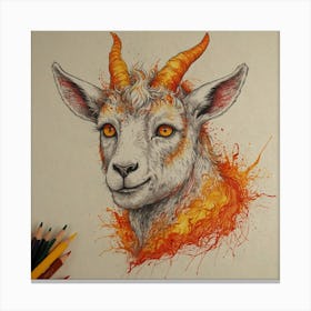 Goat In Flames 1 Canvas Print