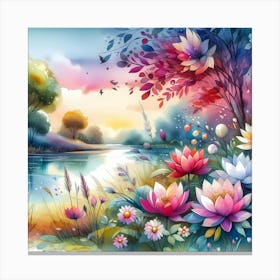 Lotus Flower Painting 7 Canvas Print