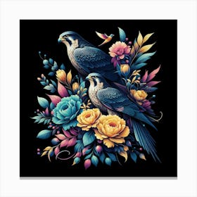 Eagles And Flowers Canvas Print