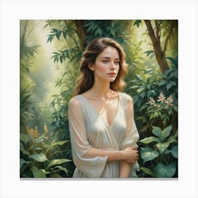 Woman In The Forest Canvas Print