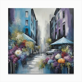 Flowers On The Street Canvas Print