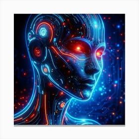 Futuristic Woman With Glowing Eyes Canvas Print
