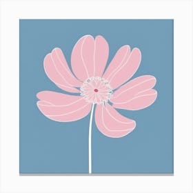 A White And Pink Flower In Minimalist Style Square Composition 605 Canvas Print