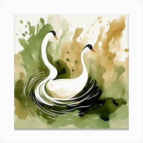 Watercolor Swans Canvas Print