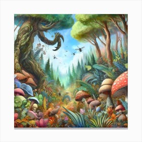 Forest Of Mushrooms Canvas Print