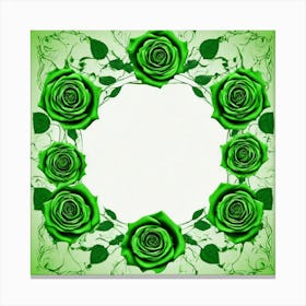Green Roses Frame 1 Canvas Print