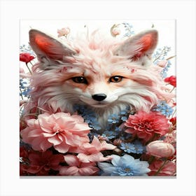 Fox In Flowers 1 Canvas Print