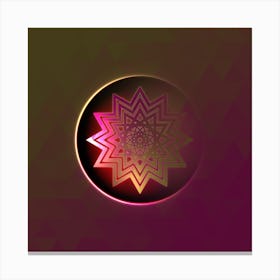Geometric Neon Glyph on Jewel Tone Triangle Pattern 244 Canvas Print